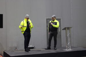 Martin Lundstedt addresses Rokbak employees at the Motherwell factory