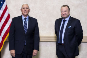 Vice President Mike Pence poses for photographs during the 2022 AED annual summit
