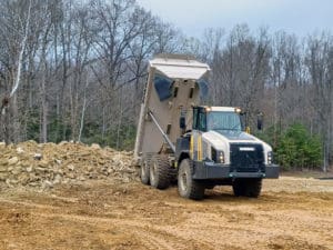 The RA30 is busy moving rocks to a holding area at the back of the site.